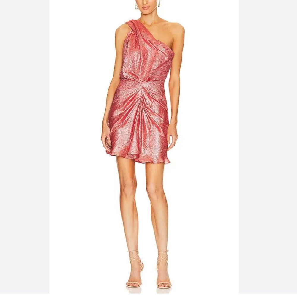 IRO Ramina Asymmetrical Lurex Mini Dress Size 38 US 6 Women One Shoulder Party